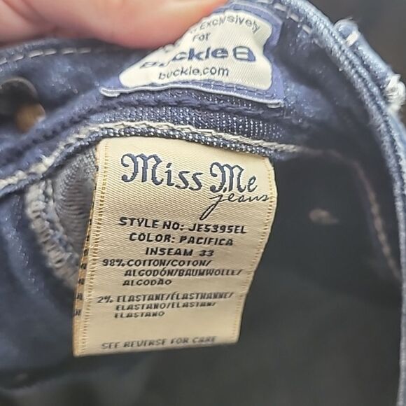 MISS ME BLING RHINESTONES SILVER STUDDED EASY BOOT DENIM JEAN JE53g5EL - Picture 8 of 8